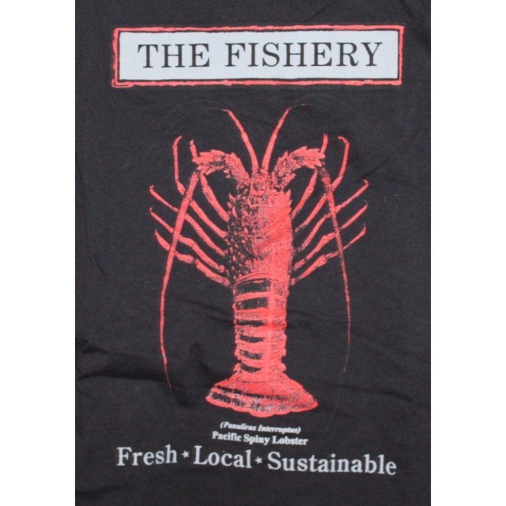 The Fishery Pacific Beach CA Lobster T Shirt Hanes Beefy-T M Black